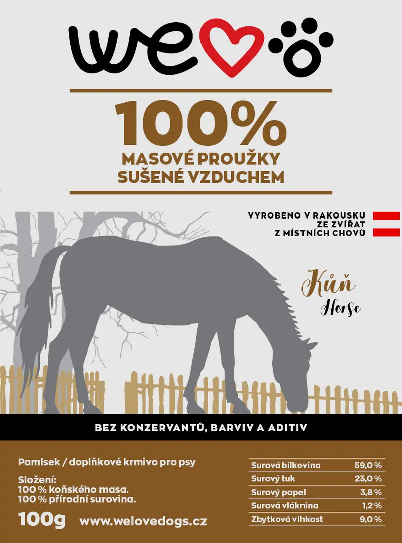 Koňské sušené maso - proužky